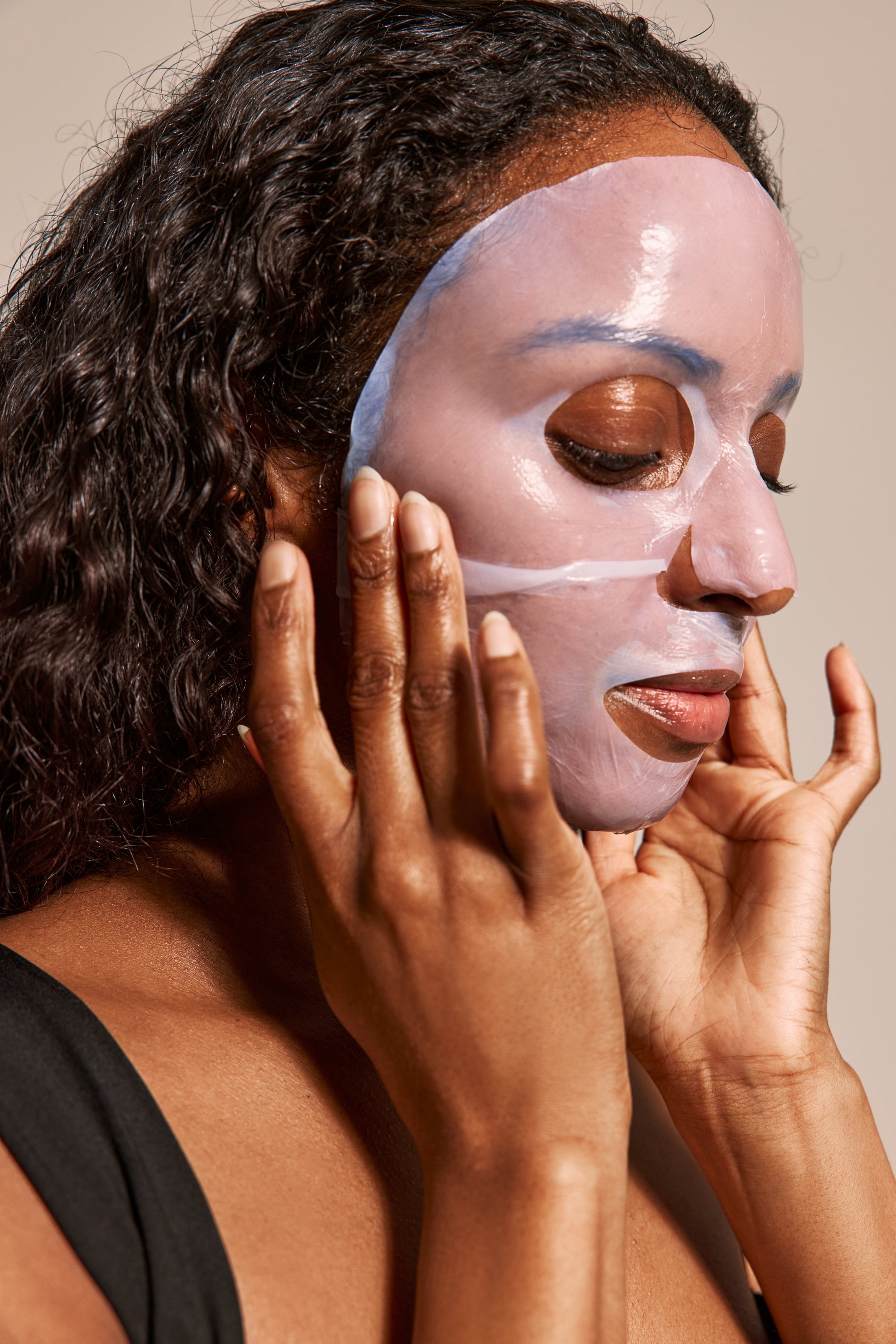 Hydrated and healthy skin after beauty tech session with Project E Beauty Collagen Plumping Mask